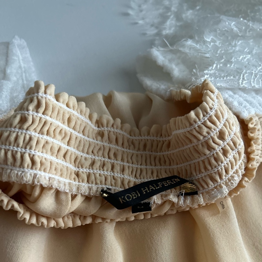 Kobi Halperin Veruka Blouse Silk Sheer Sleeve Off the Shoulder Cream White Med - Picture 8 of 14
